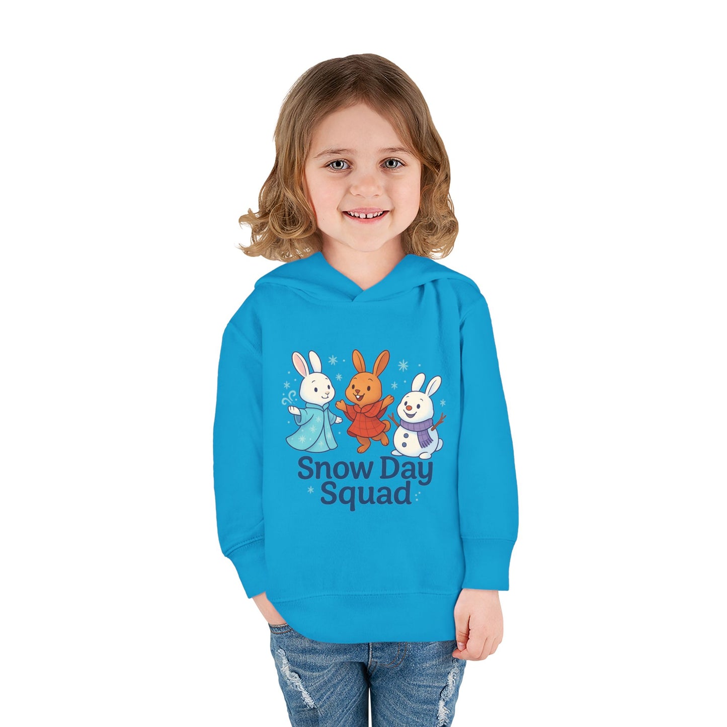 Snow Day Squad Toddler Hoodie – Winter Bunny Sweatshirt for Kids | Cozy Youth Rabbit Apparel | Cold Weather Buns