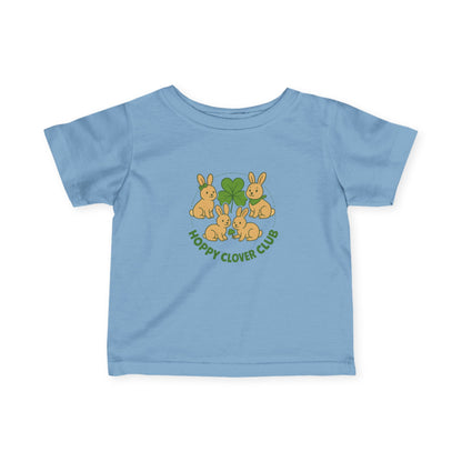 Hoppy Clover Club – Infant Fine Jersey Bunny Tee - Cute Rabbit Baby T-Shirt - Toddler Shirt