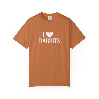 I ♥ Rabbits – Garment-Dyed Unisex Tee for Bunthusiasts - I Love Rabbits T-Shirt for Bunny Lovers