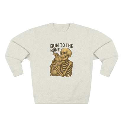 Bun to the Bone Skeleton & Snuggle Bunny Unisex Sweatshirt – Cozy Rabbit Crewneck - Halloween & Fall Collection - Funny Gift