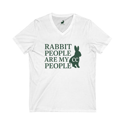 Rabbit People Are My People – V-Neck Unisex T-Shirt - CC Bunny Exclusive - Green Monochrome