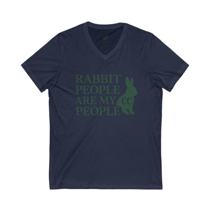 Rabbit People Are My People – V-Neck Unisex T-Shirt - CC Bunny Exclusive - Green Monochrome