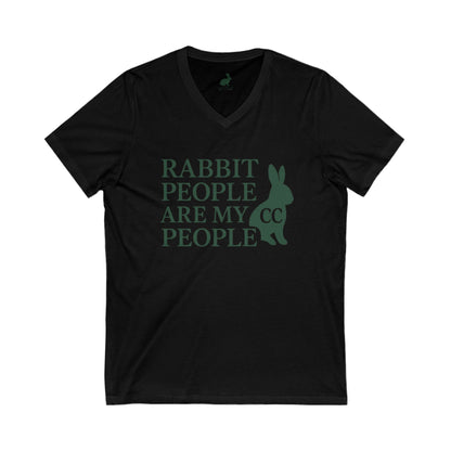 Rabbit People Are My People – V-Neck Unisex T-Shirt - CC Bunny Exclusive - Green Monochrome