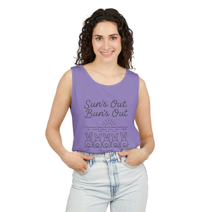 Sun's Out, Bun’s Out Tank Top – Funny Bunny Bums Summer Tee - Unisex Garment-Dyed | Beach Vibes - Vacation Apparel