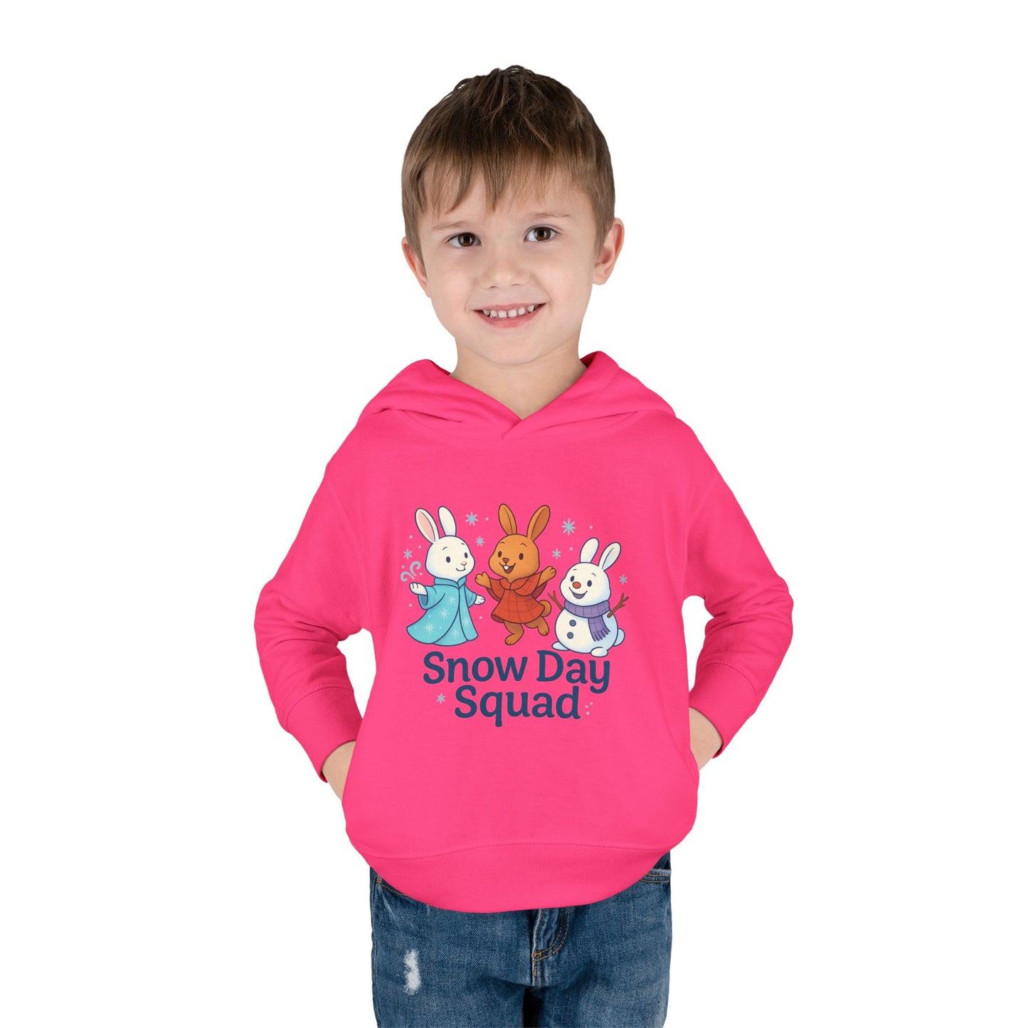 Snow Day Squad Toddler Hoodie – Winter Bunny Sweatshirt for Kids | Cozy Youth Rabbit Apparel | Cold Weather Buns