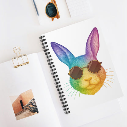 Rainbow Sunglasses Bunny Spiral Notebook – Colorful Bunthusiasts Rabbit Journal - Perfect Gift for Rabbit Owners & Animal Lovers