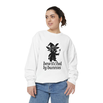 Bewitched by Bunnies Unisex Sweatshirt – Cozy Fall Rabbit Witch Pullover for Fall Festivities - Halloween Gift