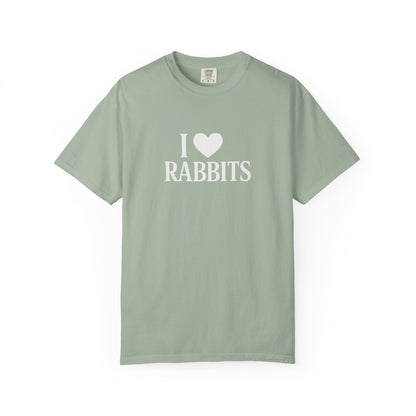 I ♥ Rabbits – Garment-Dyed Unisex Tee for Bunthusiasts - I Love Rabbits T-Shirt for Bunny Lovers