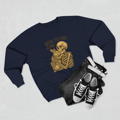 Bun to the Bone Skeleton & Snuggle Bunny Unisex Sweatshirt – Cozy Rabbit Crewneck - Halloween & Fall Collection - Funny Gift