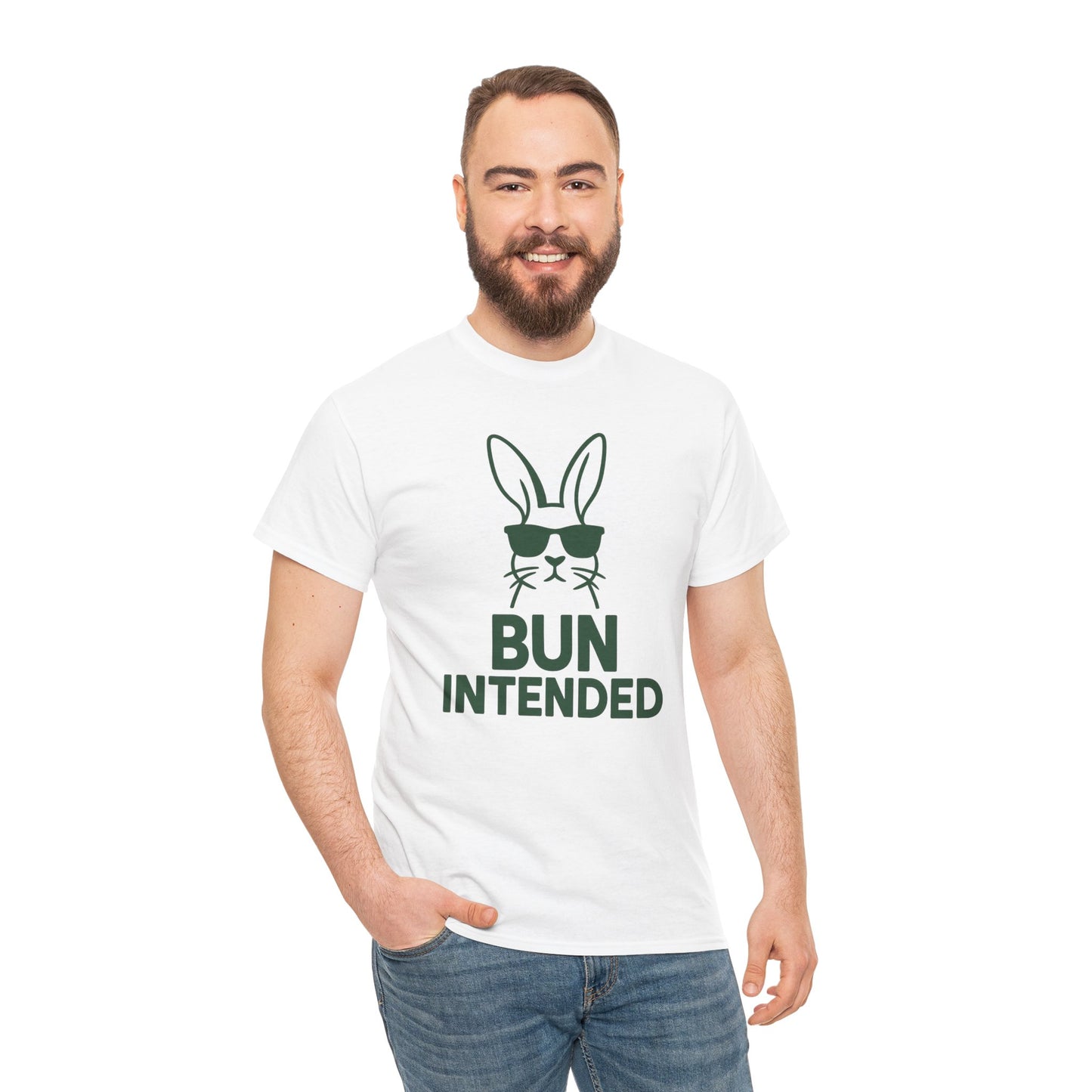 Bun Intended Rabbit in Sunglasses T-Shirt – Unisex Graphic Bunny Tee - Humorous Pun Shirt