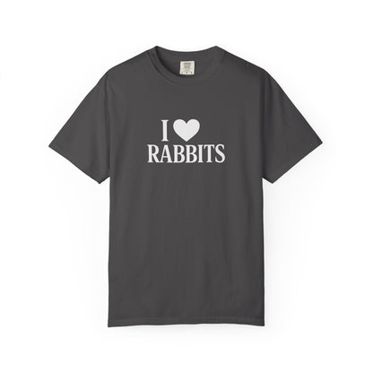 I ♥ Rabbits – Garment-Dyed Unisex Tee for Bunthusiasts - I Love Rabbits T-Shirt for Bunny Lovers