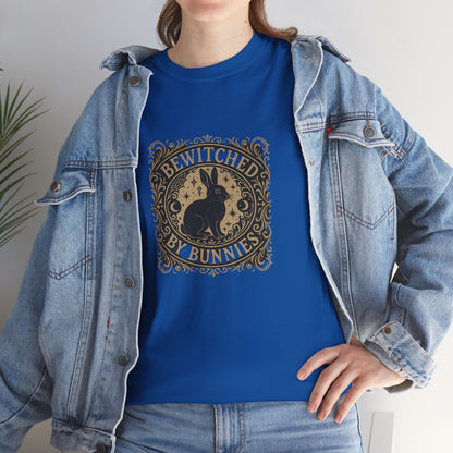Bewitched by Bunnies Unisex Heavy Cotton T-Shirt – Enchanted Rabbit Halloween & Fall Graphic Tee | Bunny Lovers Gift