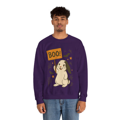 Boo Bunny Halloween Sweatshirt – Cozy Lop-Eared Rabbit & Spooky-Cute Fall Vibes - Unisex Heavy Blend™ Crewneck