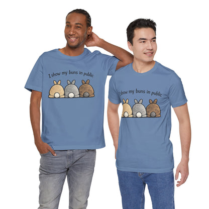"I Show My Buns in Public" T-Shirt – Rabbit Show Exhibitor Tee | Funny Unisex Bunny Apparel