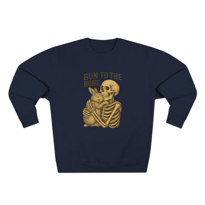 Bun to the Bone Skeleton & Snuggle Bunny Unisex Sweatshirt – Cozy Rabbit Crewneck - Halloween & Fall Collection - Funny Gift