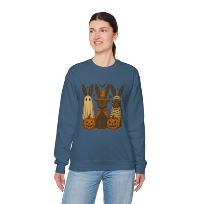 Ghosts, Witches & Mummies—Oh My! Halloween Bunny Sweatshirt - Cozy Fall Rabbit Apparel - Unisex Spooky Season Crewneck