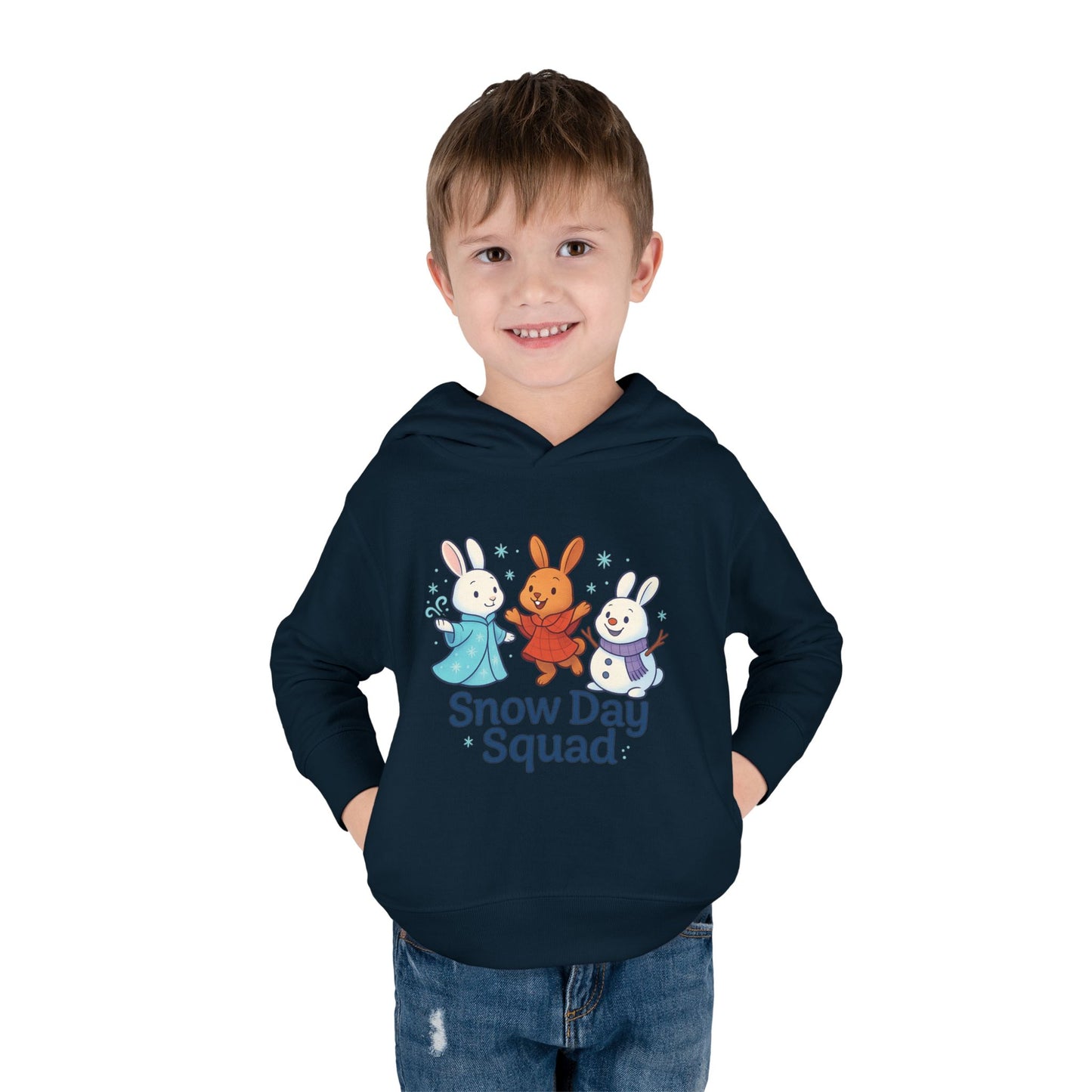 Snow Day Squad Toddler Hoodie – Winter Bunny Sweatshirt for Kids | Cozy Youth Rabbit Apparel | Cold Weather Buns