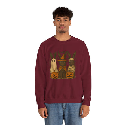 Ghosts, Witches & Mummies—Oh My! Halloween Bunny Sweatshirt - Cozy Fall Rabbit Apparel - Unisex Spooky Season Crewneck