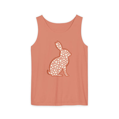 Spotted Rabbit Unisex Tank Top – Abstract Dot Bunny Design Tee for Bunthusiasts - Unisex Garment-Dyed Tank Top