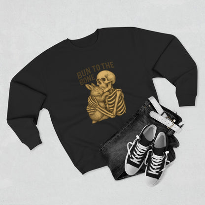 Bun to the Bone Skeleton & Snuggle Bunny Unisex Sweatshirt – Cozy Rabbit Crewneck - Halloween & Fall Collection - Funny Gift