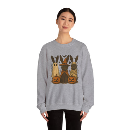 Ghosts, Witches & Mummies—Oh My! Halloween Bunny Sweatshirt - Cozy Fall Rabbit Apparel - Unisex Spooky Season Crewneck
