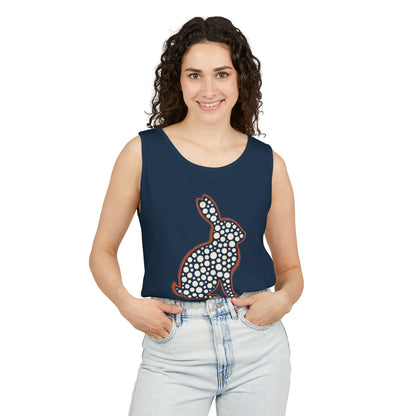 Spotted Rabbit Unisex Tank Top – Abstract Dot Bunny Design Tee for Bunthusiasts - Unisex Garment-Dyed Tank Top
