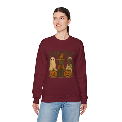 Ghosts, Witches & Mummies—Oh My! Halloween Bunny Sweatshirt - Cozy Fall Rabbit Apparel - Unisex Spooky Season Crewneck