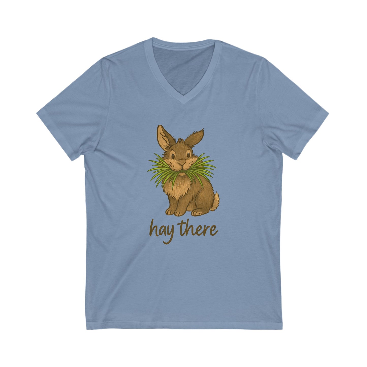 Hay There Bunny V-Neck Shirt – Farm, Rabbitry & Rabbit Lover Classic Tee - Funny Unisex Animal T-Shirt