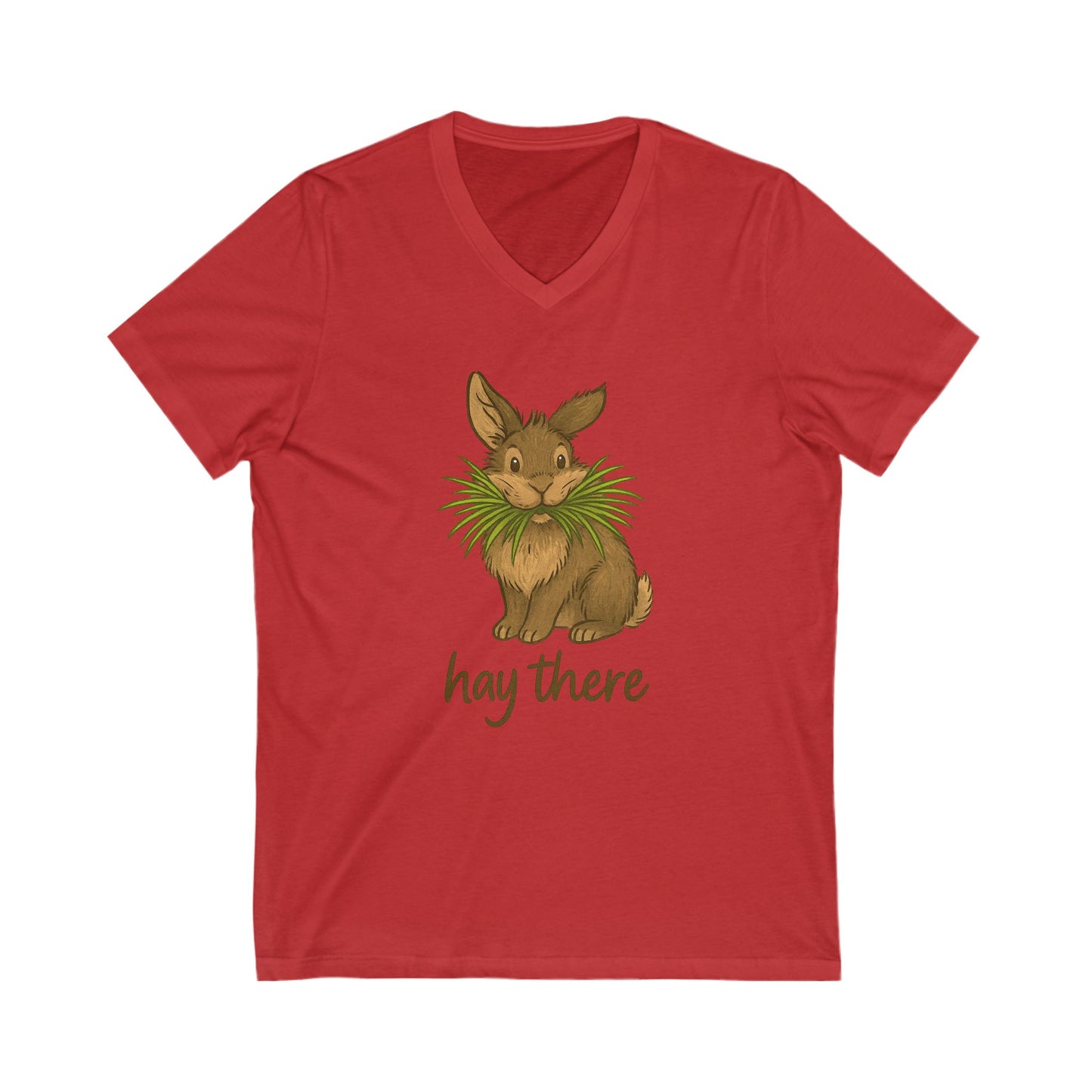 Hay There Bunny V-Neck Shirt – Farm, Rabbitry & Rabbit Lover Classic Tee - Funny Unisex Animal T-Shirt