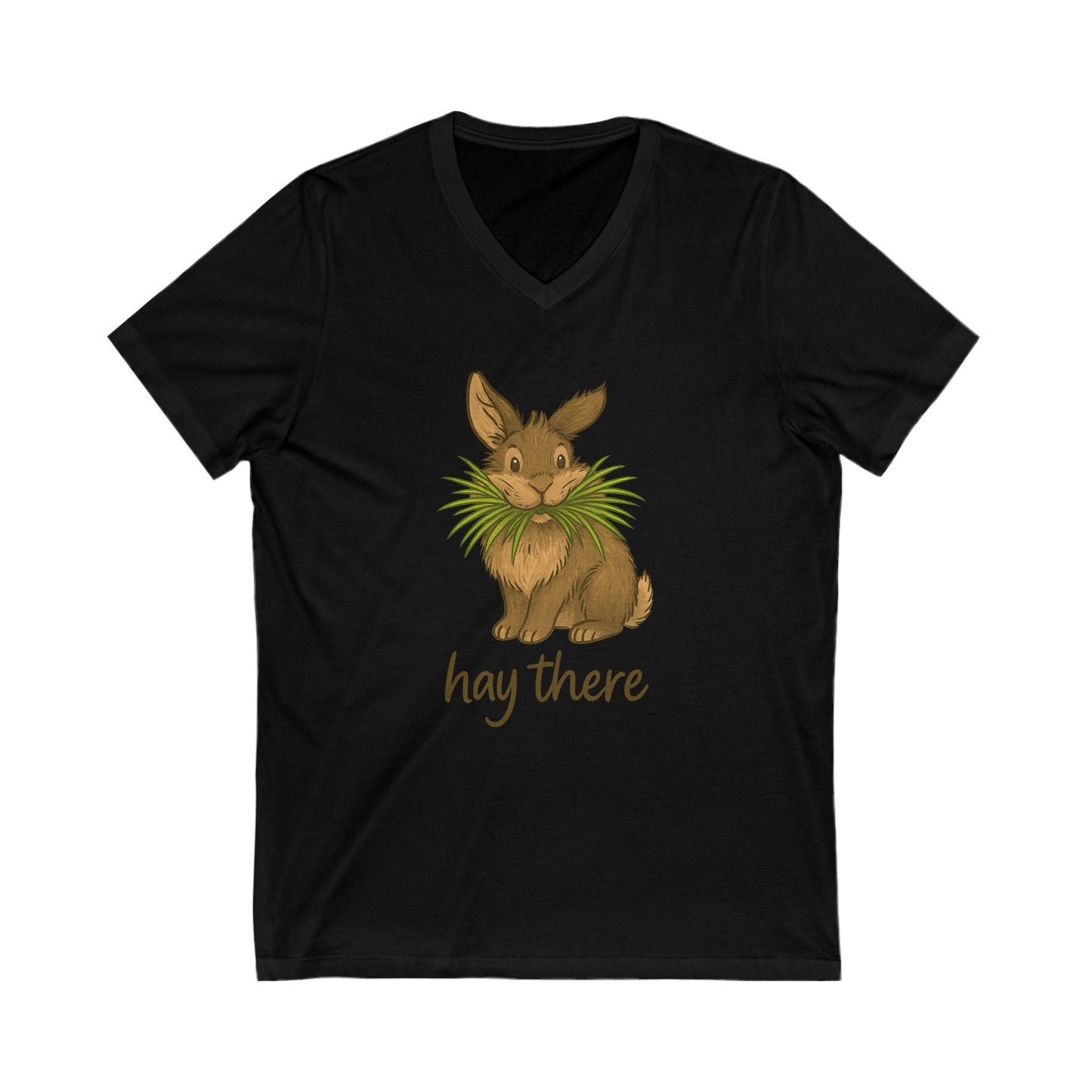 Hay There Bunny V-Neck Shirt – Farm, Rabbitry & Rabbit Lover Classic Tee - Funny Unisex Animal T-Shirt