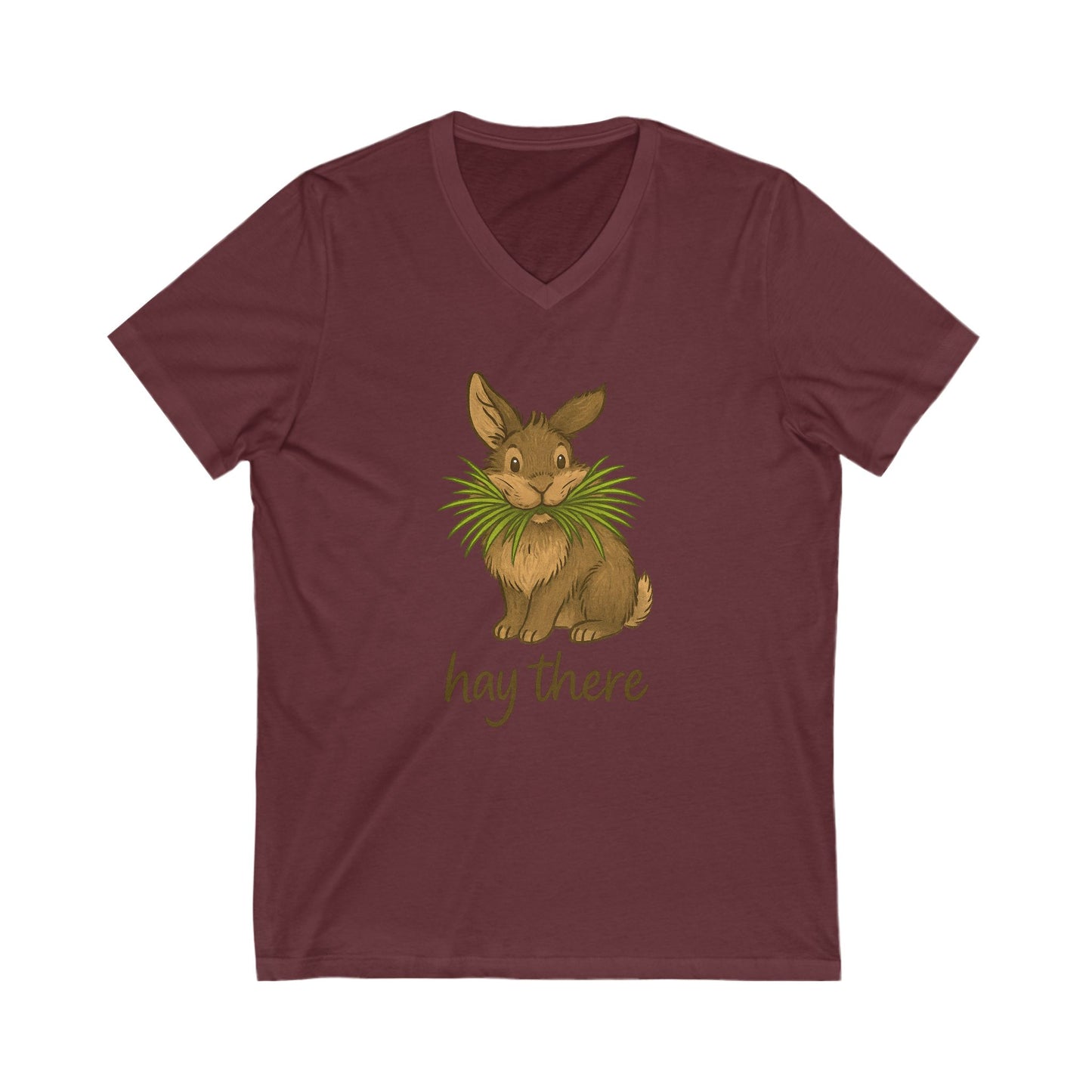 Hay There Bunny V-Neck Shirt – Farm, Rabbitry & Rabbit Lover Classic Tee - Funny Unisex Animal T-Shirt