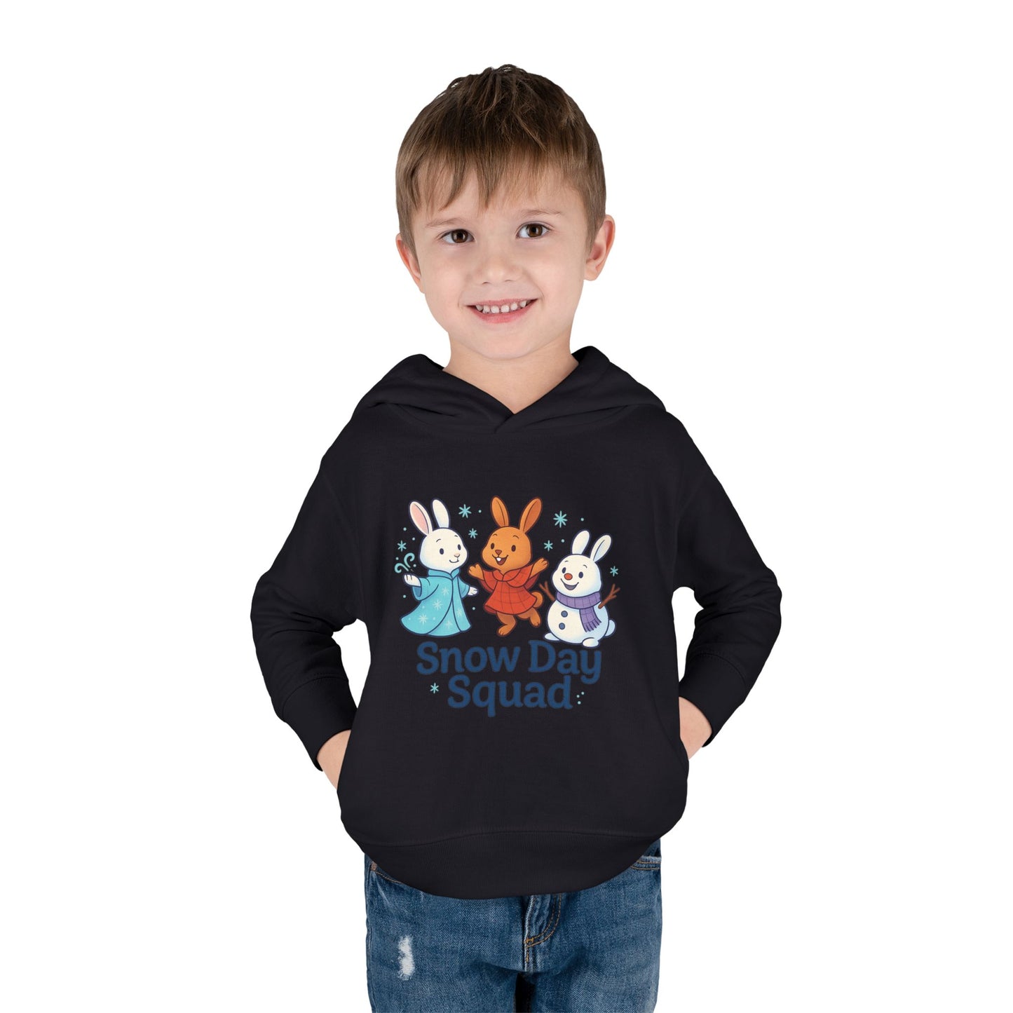 Snow Day Squad Toddler Hoodie – Winter Bunny Sweatshirt for Kids | Cozy Youth Rabbit Apparel | Cold Weather Buns