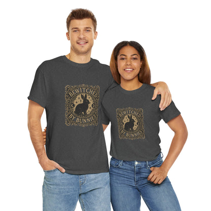 Bewitched by Bunnies Unisex Heavy Cotton T-Shirt – Enchanted Rabbit Halloween & Fall Graphic Tee | Bunny Lovers Gift