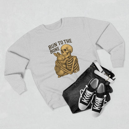 Bun to the Bone Skeleton & Snuggle Bunny Unisex Sweatshirt – Cozy Rabbit Crewneck - Halloween & Fall Collection - Funny Gift