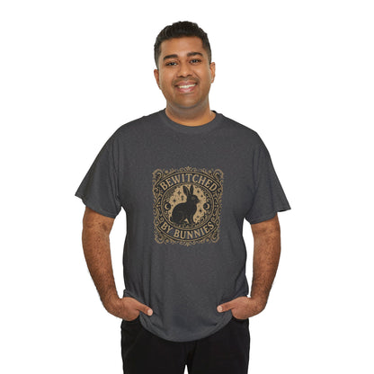 Bewitched by Bunnies Unisex Heavy Cotton T-Shirt – Enchanted Rabbit Halloween & Fall Graphic Tee | Bunny Lovers Gift