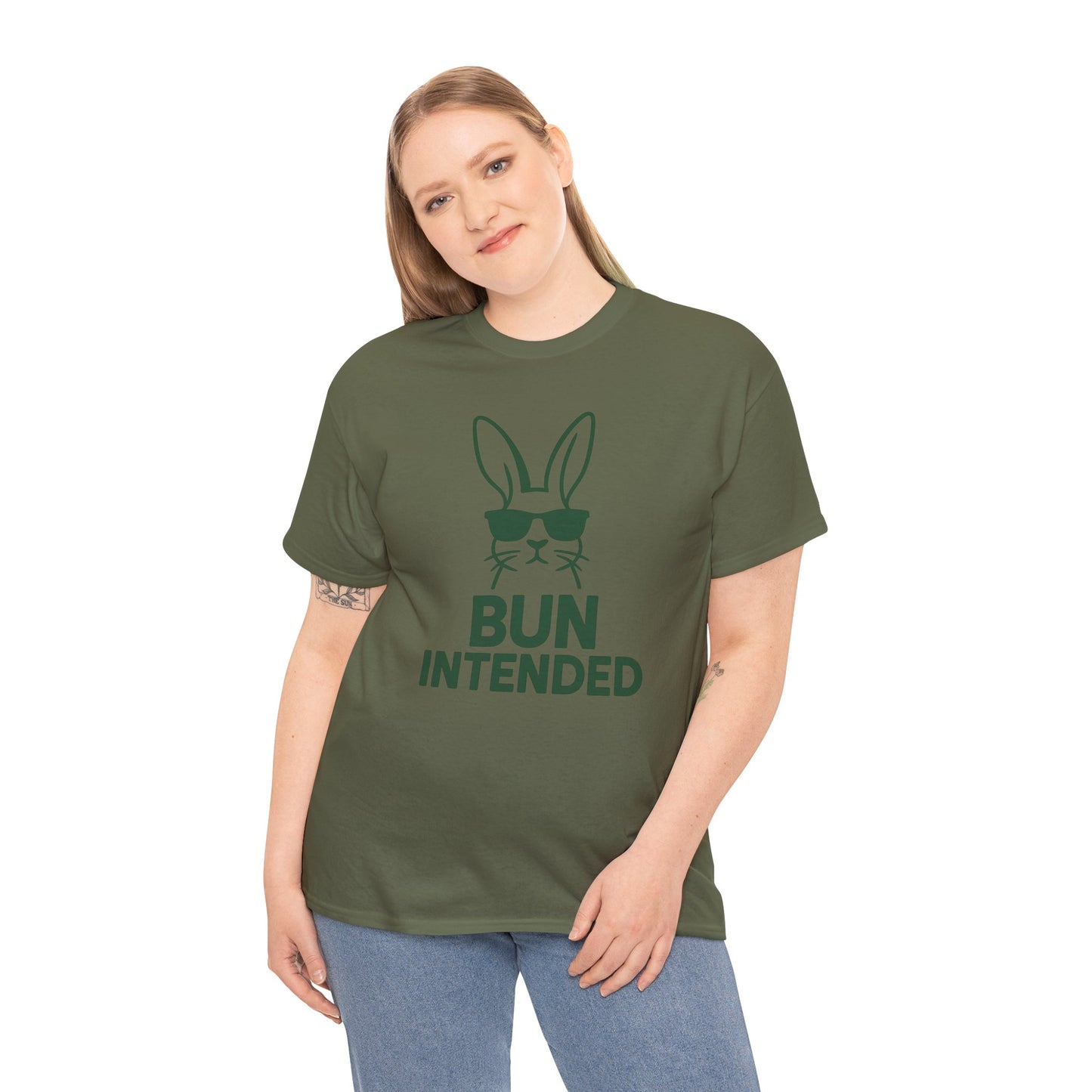 Bun Intended Rabbit in Sunglasses T-Shirt – Unisex Graphic Bunny Tee - Humorous Pun Shirt
