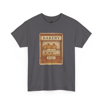 Loaves, Rolls & IYKYK – Bunny Bakery Tee - Unisex Short Sleeve - Vintage Bakery Shirt - Baking & Rabbit Lover Apparel