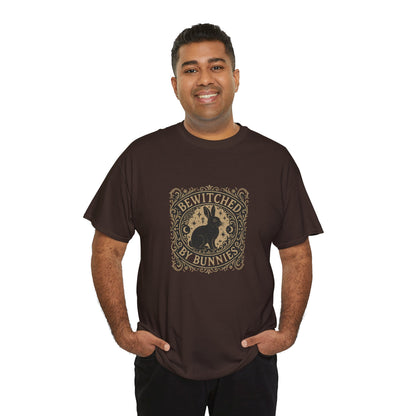 Bewitched by Bunnies Unisex Heavy Cotton T-Shirt – Enchanted Rabbit Halloween & Fall Graphic Tee | Bunny Lovers Gift