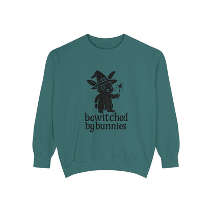 Bewitched by Bunnies Unisex Sweatshirt – Cozy Fall Rabbit Witch Pullover for Fall Festivities - Halloween Gift
