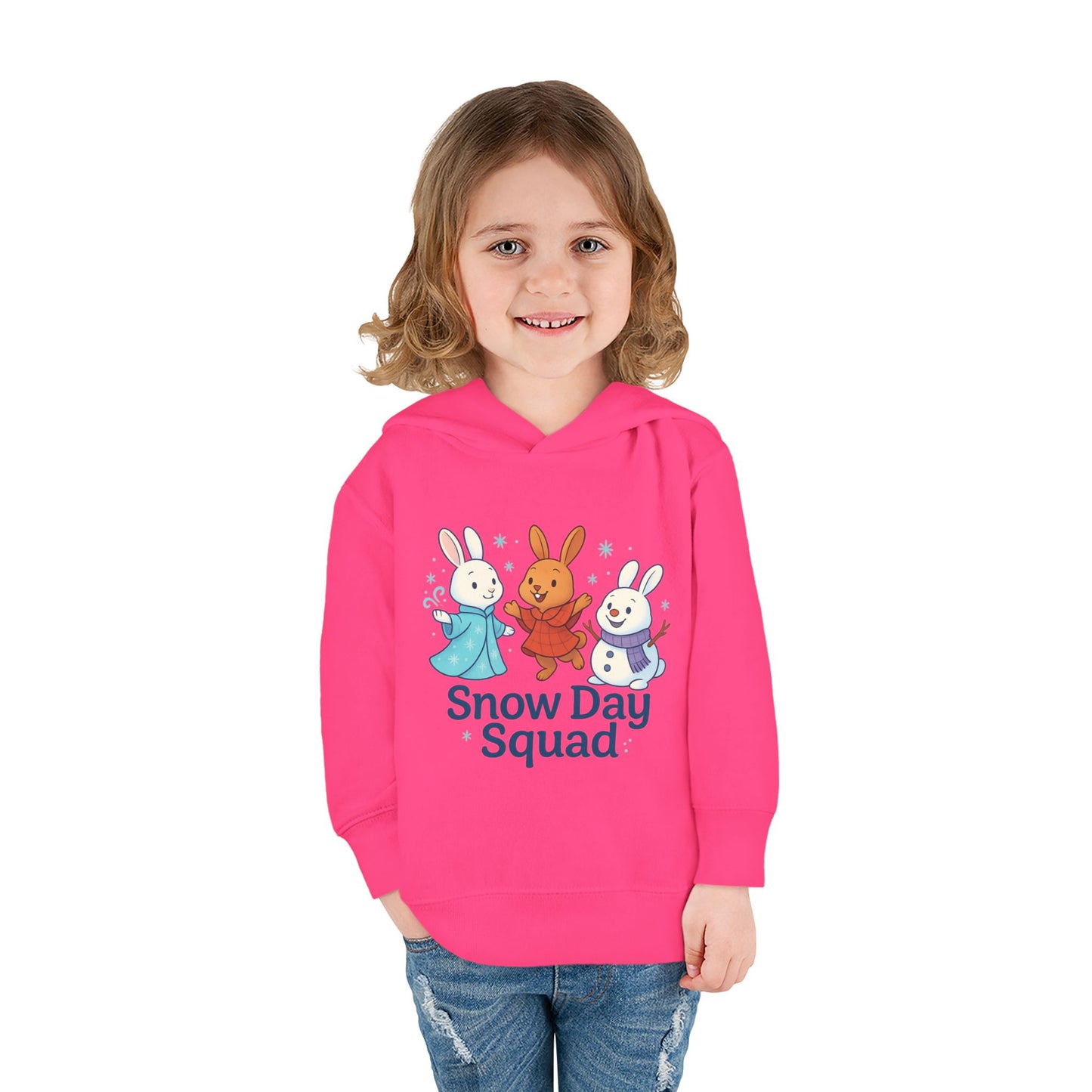 Snow Day Squad Toddler Hoodie – Winter Bunny Sweatshirt for Kids | Cozy Youth Rabbit Apparel | Cold Weather Buns