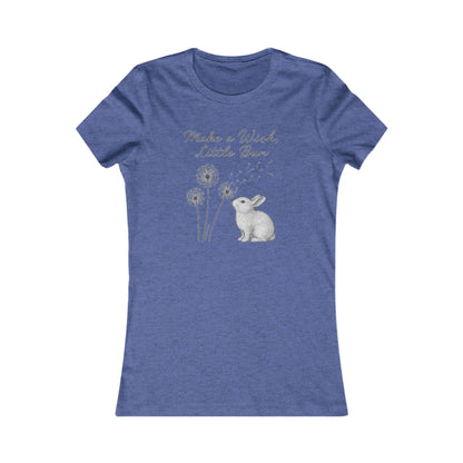 Make a Wish Little Bun Women's Tee - Cute Rabbit T-Shirt - Animal Lover Gift - Dandelion Floral Fashion Top
