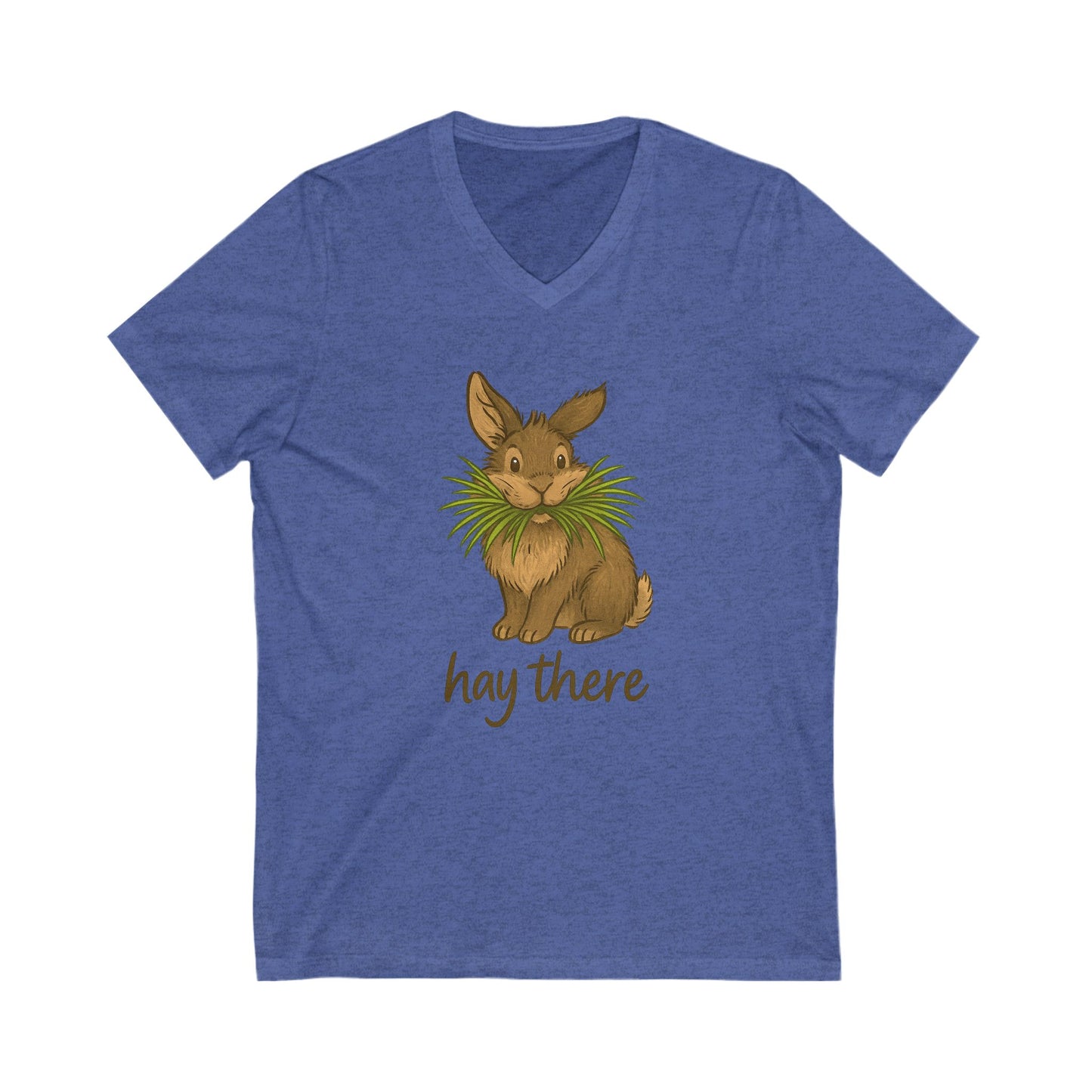 Hay There Bunny V-Neck Shirt – Farm, Rabbitry & Rabbit Lover Classic Tee - Funny Unisex Animal T-Shirt