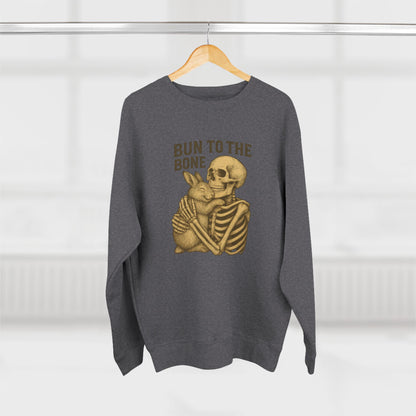 Bun to the Bone Skeleton & Snuggle Bunny Unisex Sweatshirt – Cozy Rabbit Crewneck - Halloween & Fall Collection - Funny Gift