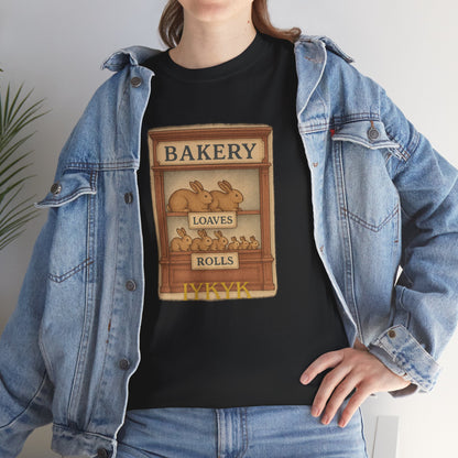 Loaves, Rolls & IYKYK – Bunny Bakery Tee - Unisex Short Sleeve - Vintage Bakery Shirt - Baking & Rabbit Lover Apparel