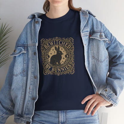 Bewitched by Bunnies Unisex Heavy Cotton T-Shirt – Enchanted Rabbit Halloween & Fall Graphic Tee | Bunny Lovers Gift