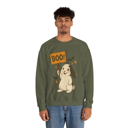 Boo Bunny Halloween Sweatshirt – Cozy Lop-Eared Rabbit & Spooky-Cute Fall Vibes - Unisex Heavy Blend™ Crewneck