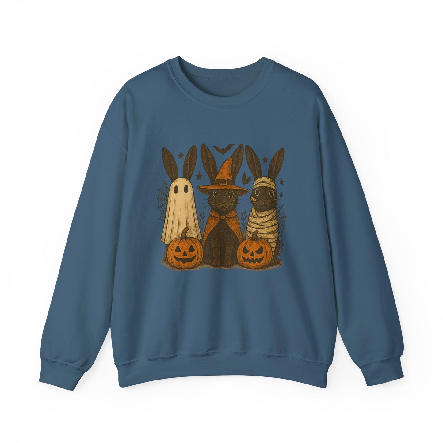 Ghosts, Witches & Mummies—Oh My! Halloween Bunny Sweatshirt - Cozy Fall Rabbit Apparel - Unisex Spooky Season Crewneck