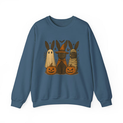 Ghosts, Witches & Mummies—Oh My! Halloween Bunny Sweatshirt - Cozy Fall Rabbit Apparel - Unisex Spooky Season Crewneck