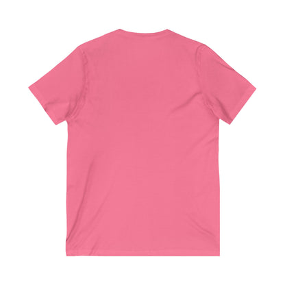 Bee Brave Bunny V-Neck T-Shirt – Strong Rabbit in Bumblebee Costume - Unisex Jersey Short Sleeve Tee