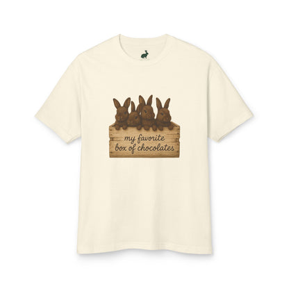 "My Favorite Box of Chocolates" Rustic Bunny Tee –  Rabbit Breeder T-Shirt - Unisex Bunthusiast Shirt